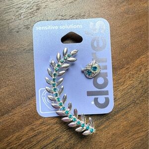 Claire's Silver and Blue Earring Set